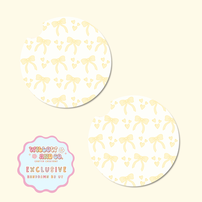 Love & Bows (Yellow) - Car Coasters