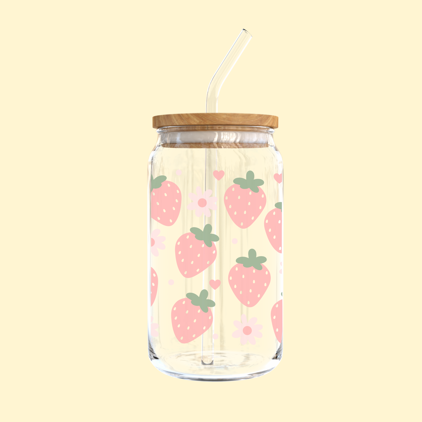 Pastel Strawberries Glass Tumbler