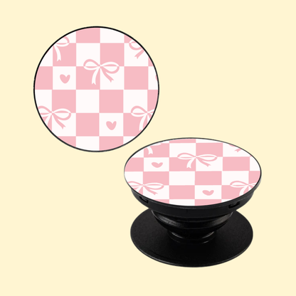Coquette Pink Check Pop Socket