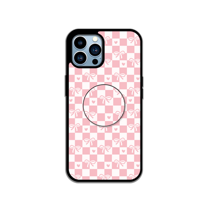 Coquette Pink Check Pop Socket