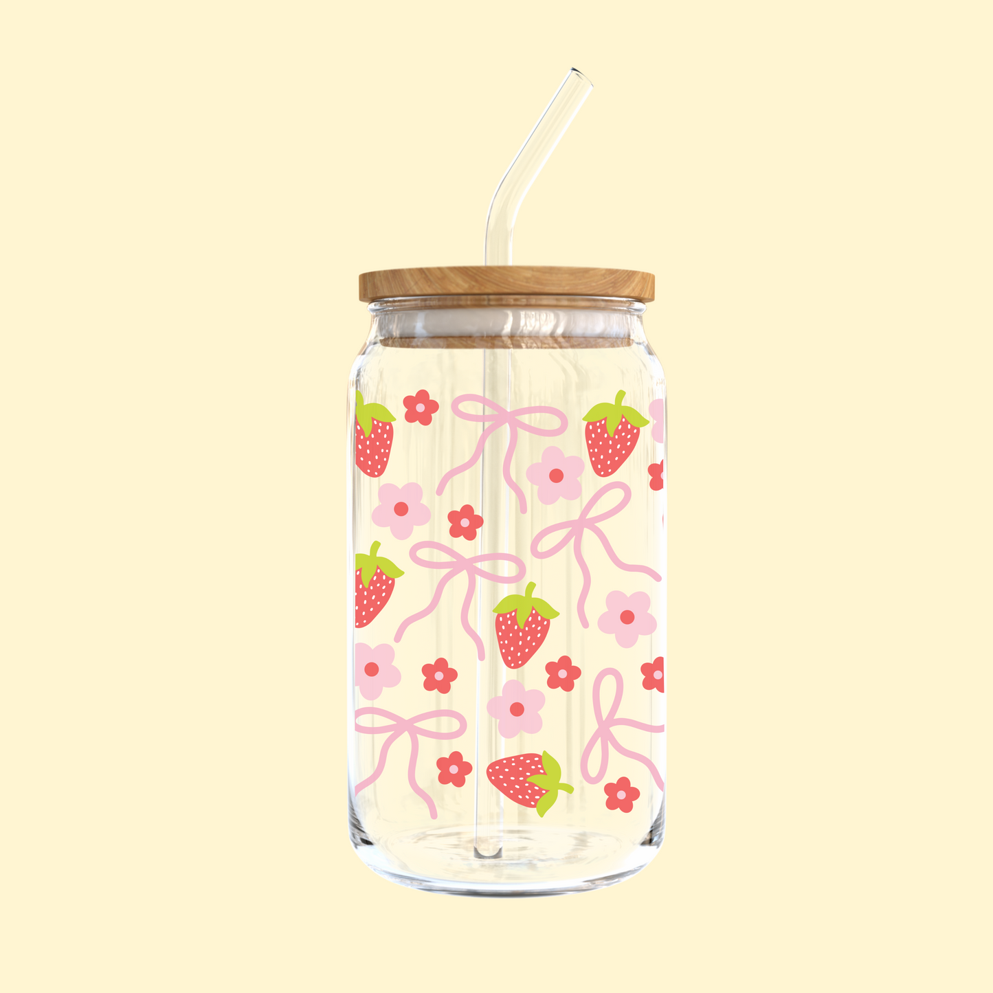 Strawberry Bows Glass Tumbler