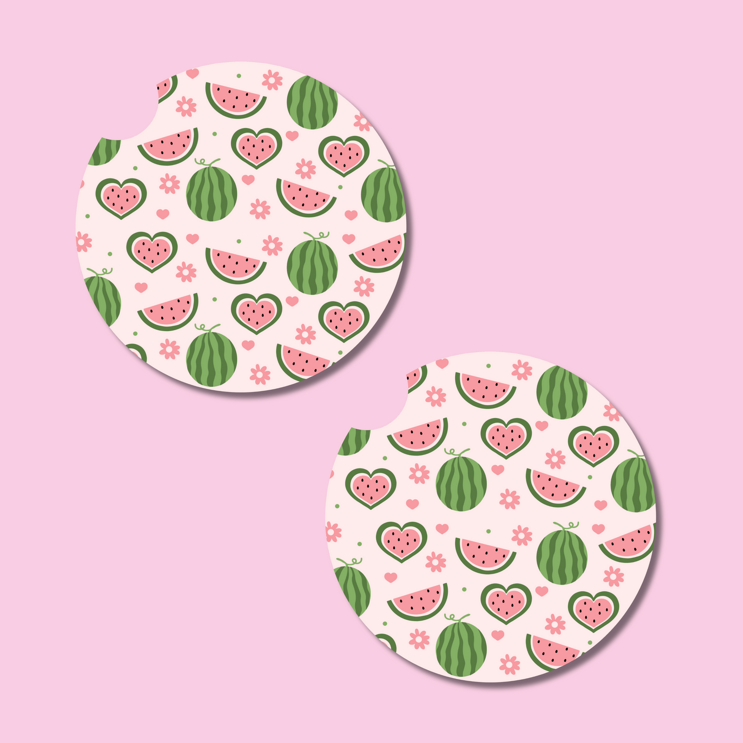 Watermelon Hearts Car Coasters
