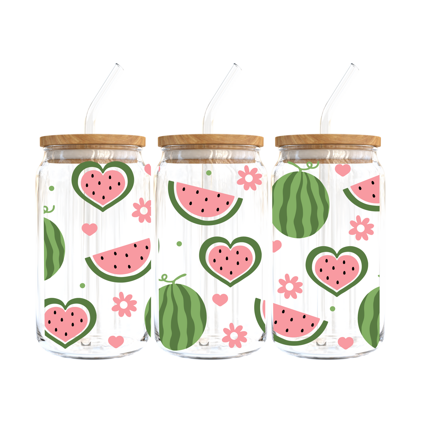 Watermelon Hearts Glass Tumbler