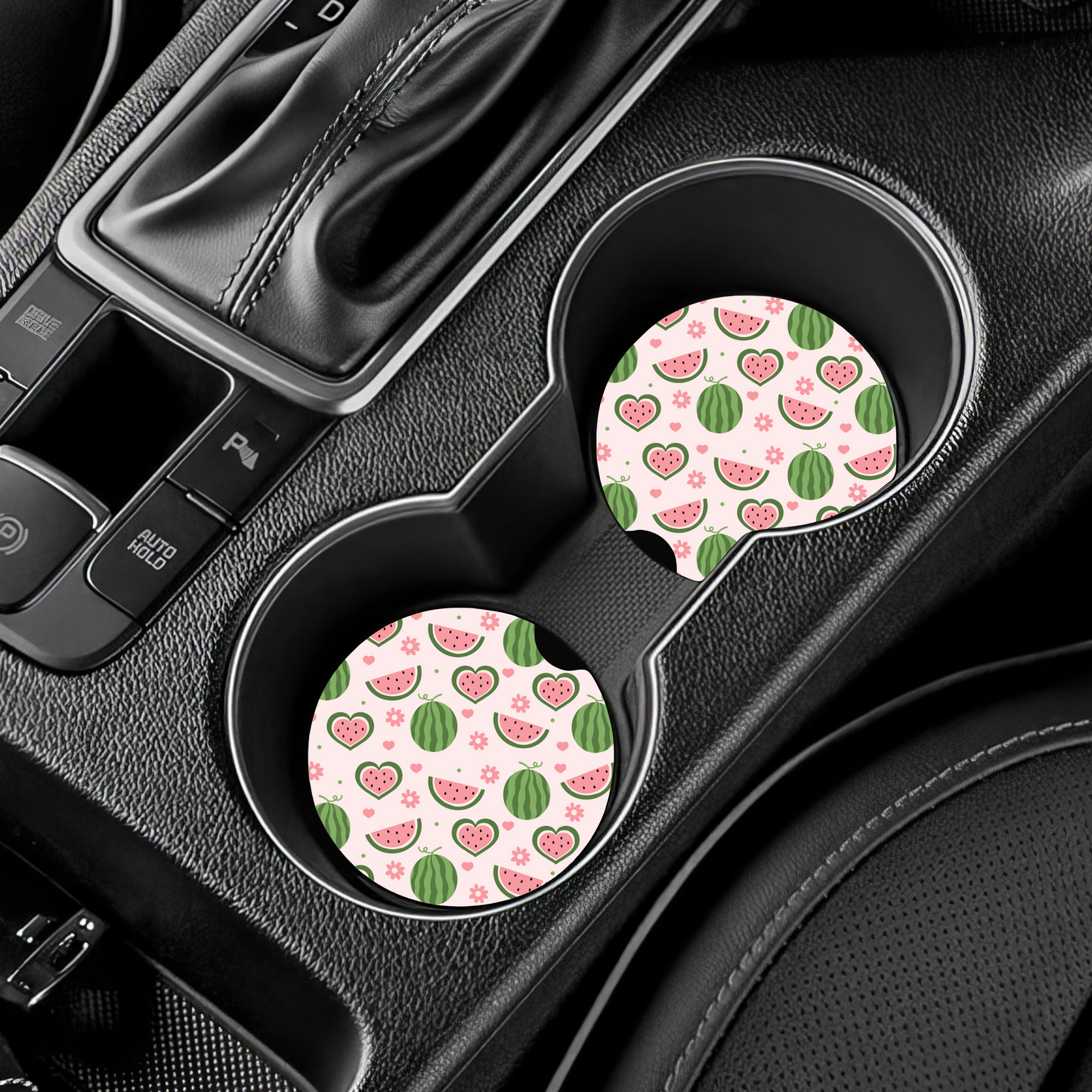 Watermelon Hearts Car Coasters