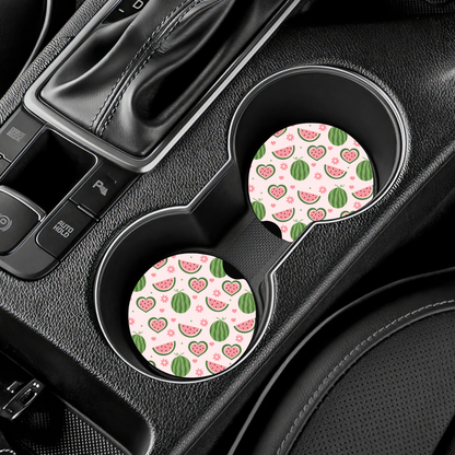 Watermelon Hearts Car Coasters