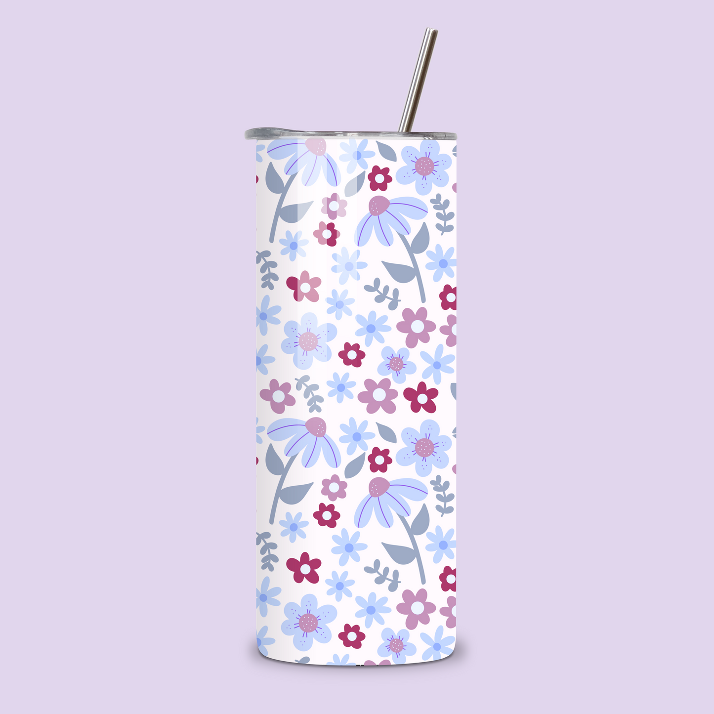 Winter Floral Metal Tumbler